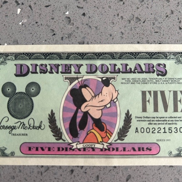 1995 $5 Disney Note - Picture 5 of 7